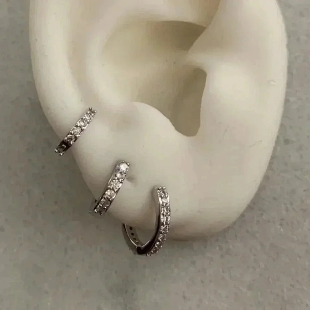 COPY - Sterling Silver Crystal Huggie Hoop Earrings Set 

Brand New